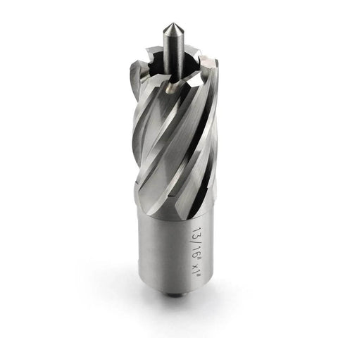 Annular cutter, 13/16 in diameter, 3/4 Weldon shank, with pilot pin for magnetic drill press