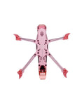 5 Inch Carbon Frame Kit Dope Dual Wide X and DC Wheelbase Options 225mm or 235mm, Fully Compatible With Propulsion Modules, Mechanical Propulsion Rig Blue Pink Finish, pink carbon drone frame top view