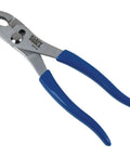 8-Inch Slip-Joint Pliers With Shear-Type Cutter For Precise Wire Cutting, serrated jaws, blue handles, nickel-chrome plated