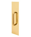 Polished Brass Pull Plate With 3/4 In Round Door Handle, 3-1/2 In Wide By 15 In High Cover Plate for Commercial and Residential Swing Doors