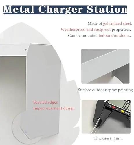Heavy Duty Rock Solid Wall Mount EV Charger Shelter Box With Slick Cable Management Setup That Keeps Your Electrical Gear Safe And Totally Squared Away Through Any Weather, showcasing galvanized steel construction.
