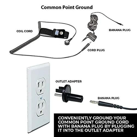 ESD Mat Workstation Grounding Kit with 15 Foot Common Point Ground Cord and Banana Plugs components overview