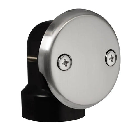 Dang Tight Fit Tip Toe Bathtub Drain Plug For SCH 40 Abs Lines with satin nickel finish and visible brass screws.