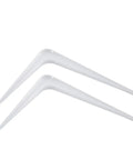 White Powder Coated Shelf Brackets Set 10 Inch By 12 Inch Four Pack Heavy Duty Wall Mount Brackets side view with pre-drilled holes