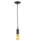 One Light Pendant With Matte Black Finish, Black Woven Fabric Cord, E26 Base Socket, Adjustable Hanging Length, Perfect For Kitchen Island Or Cafe Decor, Totally Dope Modern Vintage Ceiling Light Fixture, Bulb Not Included.