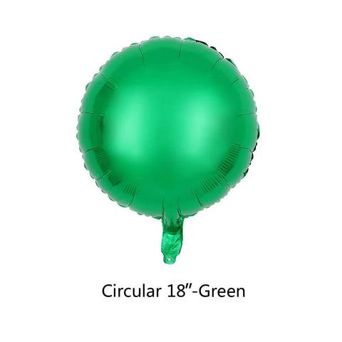 Green circular 18-inch balloon, part of Science Lab Balloons Set For Mad Scientist Themed Parties Including Erlenmeyer Flask And Test Tube Balloons