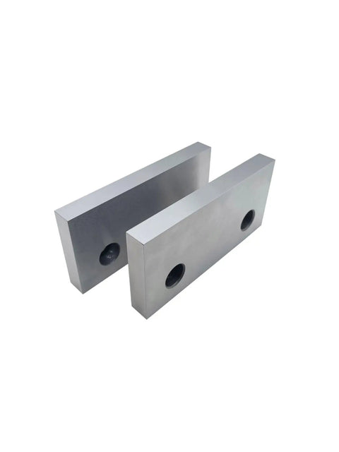 Precision Ground Milling Vise Jaws Pair Fits Kurt Gmt Style Machines Six Inch Height upgrade, heavy duty alloy steel jaws with holes.