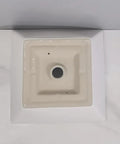 USZWBY Vessel Sinks Bathroom Vessel Sink Modern Square Ceramic Counter Basin White Bathroom Bowl Sink from above with a beige interior.