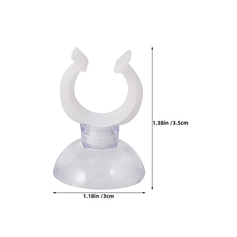 Ditch The Hassle And Get These 50pcs White Aquarium Air Hose Clamps With Rock Solid Suction Cups for tank use, dimensions 1.18in x 1.38in.