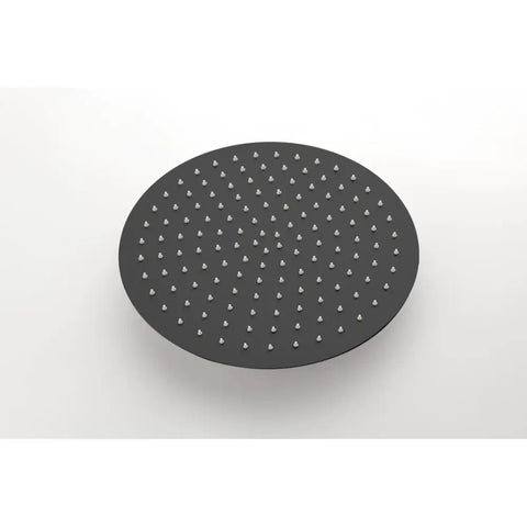 Shower System, 10-Inch Ceiling-Mount Rain Head and Handheld, Matte Black round shower head with textured nozzles.