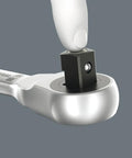Close-up of push-through square drive on Zyklop Metric Ratchet Set With Push Through Square 28 Piece One Quarter Inch Drive Slim Metal Ratchet With Long Lever