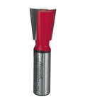 3/4 Inch Dovetail Router Bit With Half Shank And Sharp Carbide Cutter For Home Workshops and Pro Job Sites, showing sharp carbide cutter and red handle.