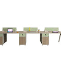Hustle Smarter With This Modular Office Workstation Featuring Privacy Screen Desk System, Noise Blocking Space Dividers, Slick Partition Combo To Dominate The Daily Grind And Crush Collaborative Goals. Modular workstation with attached partitions and desks.