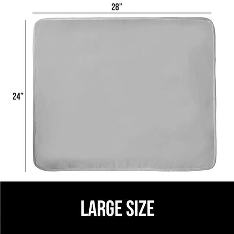 Heavy Duty Ironing Board Pad With Silicone Coating, 400 Degree Heat Resistant Thick Padding, 28x24, top view showing large size