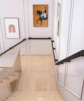 Built Like A Tank With Killer Grip Wall Mounted Stair Handrail Black Wrought Iron Square Tube Slip Resistant Grip Custom Sizes Indoor Outdoor Home Safety Sturdy Support For Hella Daily Reliable Use view from stairs with art on walls and railings.