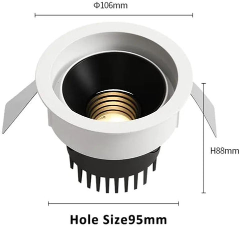 Xghwnpd 4Pack Led Downlight 3.5Inch Retrofit Can Lights showing internal design, 95mm hole size for recessed ceiling installation.