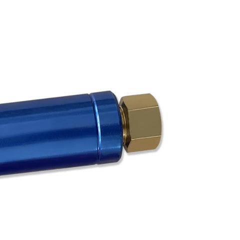 Blue aluminum 2 lb disc brake residual pressure check valve with brass hex nut