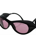Heavy Duty Badass Laser Safety Glasses For 755Nm And 808Nm with pink polycarbonate lenses and black frame.