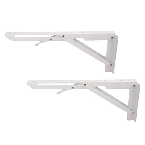 Beefy Wall Mount Folding Shelf Bracket For RVs And Boats, Rustproof Cold Rolled Steel, 90 Kg Load, space-saving fold-down visible from side