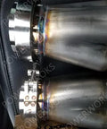 Close-up of 2X 3 Inch Stainless Steel V Band Clamp With 2 Pcs Male And Female Flanges 304 Stainless Steel Exhaust Clamp.