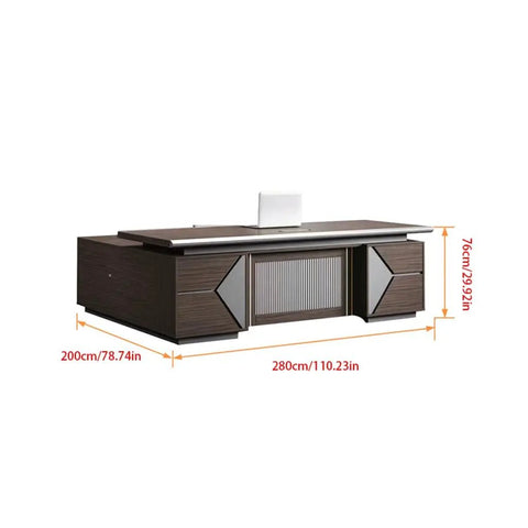 Top Shelf Large Adjustable Standing Computer Desk Engineered To Handle Your Daily Home Office Hustle And Executive Workspace Setup With Rustic Industrial Polish, 280x200cm.