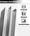 304 Stainless Steel Material highlighting qualities: strong steel, waterproof, and corrosion-resistant for the Stainless Steel 304 Railing Post Kit For Outdoor Decks And Stairs Featuring Adjustable Mounts And A Brushed Silver Finish Fit For 10 To 12 Mm Glass Panels Bringing Rock Solid Protection And Top Tier Modern Vibes.