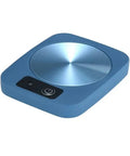 Smart Electric Cup Warmer And Coffee Mug Heater Featuring Constant Temperature Control Fast Heating Metal Surface in sleek blue finish.