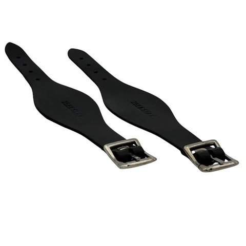 Leather Stirrup Hobble Straps With Adjustable Buckles For Western Saddles Replacement Straps In Black With Stainless Steel Buckle Closure.
