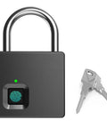 Biometric Keyless Fingerprint Padlock With 2 Backup Keys And USB Rechargeable Power, IP66 Waterproof Outdoor Heavy Duty Lock, Black