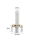 Polished Stainless Steel Mirror Screw Caps 10mm Decorative Covers for Screws, showing cap dimensions with brass core and stainless finish