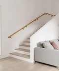 Rock Solid Oak Wall Mount Handrail Built On Heavy Duty Steel Brackets Adjustable Staircase Banister With Natural Wood Safety Grip indoor staircase with smooth oak railing