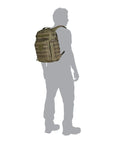 Silhouette wearing RUSH 12 2.0 Tactical Backpack With Laptop Compartment And 24L Capacity Everyday Carry Molle Pack For Travel Work Hiking Black Style 56561ABR For Commuting And Tech Gear Durable Build Rain Resistant Shell