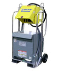 Rock Solid Four Eighty Volt Three Phase Power Transformer Featuring Twelve Duplex Nema Five Twenty Outlets With Zero Drama GFC Cutoffs on mobile cart.