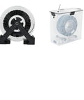 Air Tight Filament Dryer Box With Moisture Resistant Build And Real Time Monitoring For PLA And ABS Filaments Keeps Your Spools Dry And Ready To Print Filament Holder Included, showing front and side views with spool holder.
