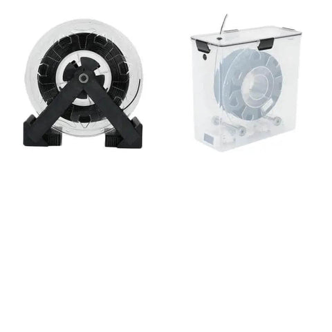 Air Tight Filament Dryer Box With Moisture Resistant Build And Real Time Monitoring For PLA And ABS Filaments Keeps Your Spools Dry And Ready To Print Filament Holder Included, showing front and side views with spool holder.