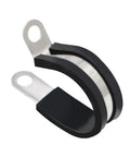 Rugged Heavy Duty 1 Inch Insulated Cable Clamps Kit Ten Pieces Stainless Steel Rust Resistant close-up view.