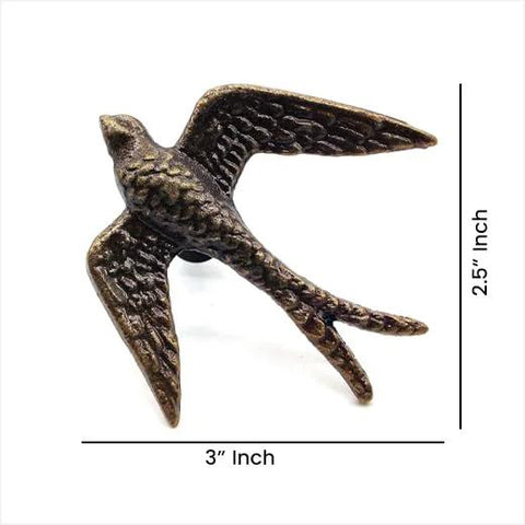 Vintage Cast Iron Closet Door Pull Handles In Bronze Finish With Delicate Bird Design Set Of 2 - Bird handle close-up