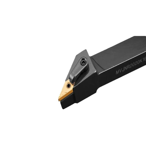 Check Out This Badass Indexable Carbide Lathe Tool MVJNR2020K16 For Serious External Turning. Close-up view showing the cutting edge and alloy design.