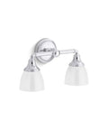 Devonshire Two Light Bathroom Vanity Light Fixture, Wall Sconce With Frosted Glass Shades, Oil Rubbed Bronze Finish, Front View