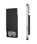 Side view of MagSafe Coin Tray With Cardholder Pro Attachment And Detachable Wallet Modular System For IPhone Magnetic Coin Storage.