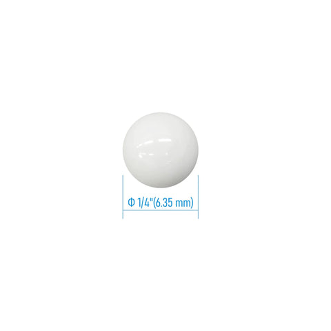 White zirconia ceramic bearing ball, 6.35 mm (1/4 in) diameter, precision solid ball