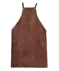 Leather Welding Work Apron With Heat And Flame Resistant Cowhide Leather, Heavy Duty BBQ Apron, Flame Retardant, Brown, front view
