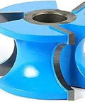 Carbide Tipped 3-Wing Bullnose Router Bit For Bead Edges And Roundovers, 2-5/8 Inch Diameter, side view showing cutting edges