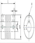 Technical diagram of Flexible Aluminum Shaft Couplers For Stepper Motors 8Mm To 10Mm Bore DIY Friendly For CNC And 3D Printer Encoder