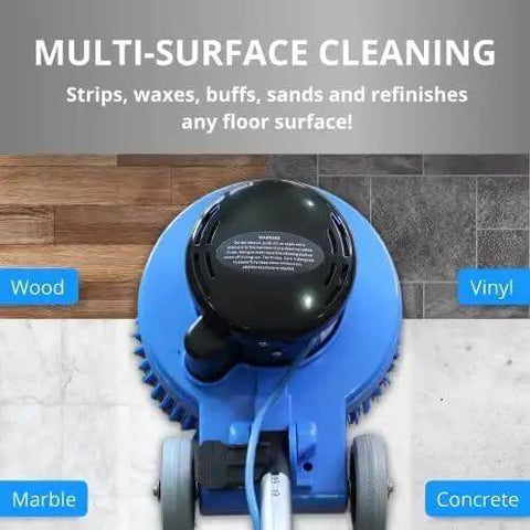Core 13 Inch Electric Floor Buffer Scrubber And Polisher For All Floor Surfaces Heavy Duty Cleaning Machine shown with multiple pads