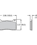 BP 10 Dynapro Caliper Type Brake Pad Set 4 piece dimensions with measurements for performance disc brakes.