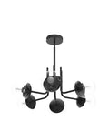 Six Light Glass Globe Sputnik Chandelier Modern Metal Black Ceiling Light Fixture Semi Flush Mount with 6 E26 Bulbs