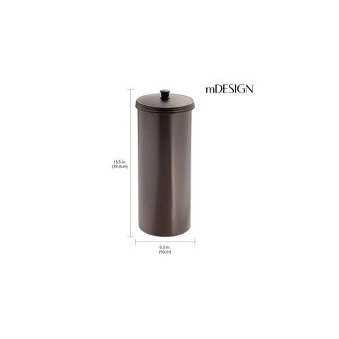 Bronze metal canister with lid, 6.3 in. wide, 15.5 in. tall, by mDesign.