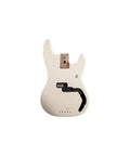 Precision Bass Alder Body In Arctic White Gloss Finish Routed For Split Single-Coil Pickup No Pickguard Holes Vintage-Style Four-Bolt Neck Pocket Five-Screw Bridge Mount Ready For Custom Build, rear view