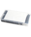 Assorted Slotted Spring Dowel Pins Kit, 450 Piece Set, in a transparent case, durable spring steel with black oxide finish